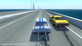 BeamNG drive  Chained Cars against Bollard