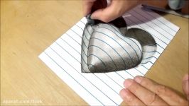 Drawing Heart with Charcoal Pencils  Trick Art on Line Paper  Drawing 3D Heart