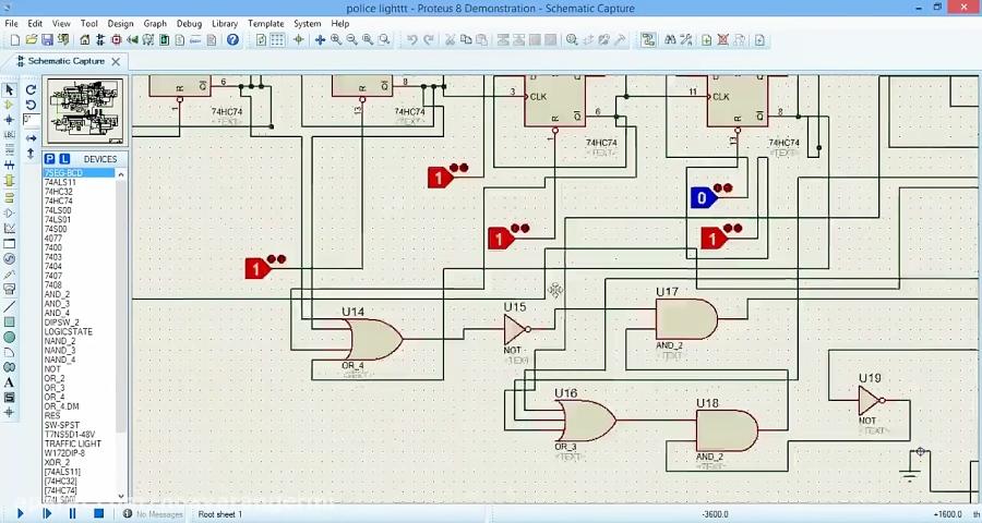 فیلم پروژه طراحی چراغ راهنمایی رانندگی مدار های ترتیبی در Proteus