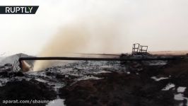 Oil spills from pipeline after SAA retake Al Taym field from ISIS EXCLUSIVE