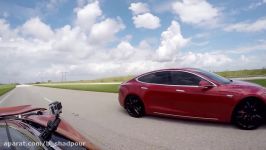 Tesla Model S P100D Ludicrous vs McLaren 720S Drag Racing and Roll Racing