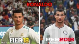 مقایسه چهره بازیکنان در FIFA 18 PES 2018