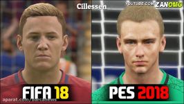 مقایسه چهره بازیکنان بارسلونا در FIFA 18 vs PES 18