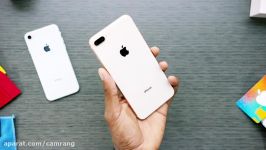 جعبه گشایی iPhone 8 سفید صدفی iPhone 8 Plus طلایی