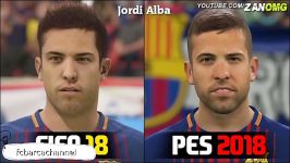 مقایسه گرافیکی بازیکن بارسا در fifa18 pes18