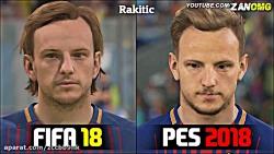 مقایسه فیس بازیکنان بارسلونا در PES 2018 FIFA 18