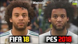 مقایسه فیس بازیکنان رئال مادرید در PES 2018 FIFA 18