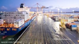 Time lapse of container ship arriving and being unloaded Auckland New Zealand