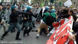 We are giants you are 7 dwarves Clashes continue in Turin for 2nd day of anti G7 demo