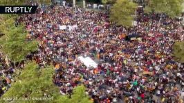 Central Barcelona in total gridlock as thousands rally after Catalonia referendu