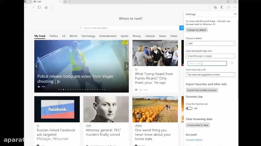 آموزش تغییر صفحه اول مرورگر Microsoft Edge به گوگل