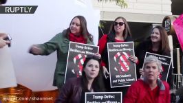 Protest greets Secretary Betsy DeVos during fundraiser