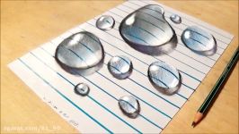 Drawing Water Drops on Line Paper  How to Draw 3D Water Drops  Realistic Trick Art  VamosART