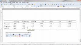 LibreOffice Writer 58 Creating a Table Like a Spreads