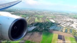 Landing in Bangkok Airport. Boeing 777 200. Thai Airways Flight TG322. Rolls Royce Trent Engine