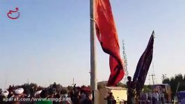 برافراشته شدن پرچم عزای اربعین حسینی در مرز شلمچه