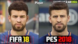 FIFA 18 vs PES 2018  FC Barcelona Players Faces Comparison
