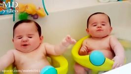 funny Twin Baby Bathtime try not to laghعشقن اینا نی نی دوقلوهای ناز بامزه موقع حموم کردن