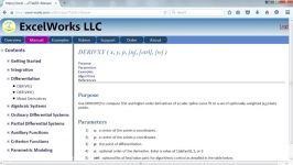 Computing numerical derivative from discrete data points in Excel by DERIVXY function