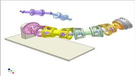 Transmission for rotors placed along a variable spatial curve