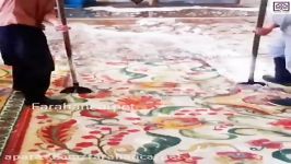 Washing hand made carpets in Farahan Carpet Workshop instagram Farahan carpet