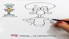 آموزش نقاشی ٱختاپوس مجموعه آموزشهای هلنا how to draw Squidward