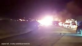 آتش سوزی وحشتناک بر اثر انفجار تانکر سوخت در سرخه سمنان