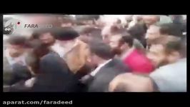 بوسه یکی زنان زلزله زده برعبای رهبر انقلاب