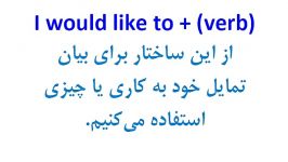 آموزش کاربردی انگلیسی درس 14 I would like to + verb