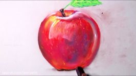 نقاشی سیب قرمز پاستل به صورت حرفه ای نقاشی پارس آتیک