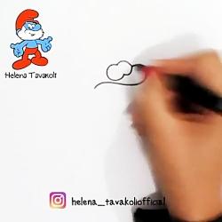 آموزش آسان نقاشی اسمورف بابابزرگ مجموعه آموزشهای هلنا how to draw papasmurf