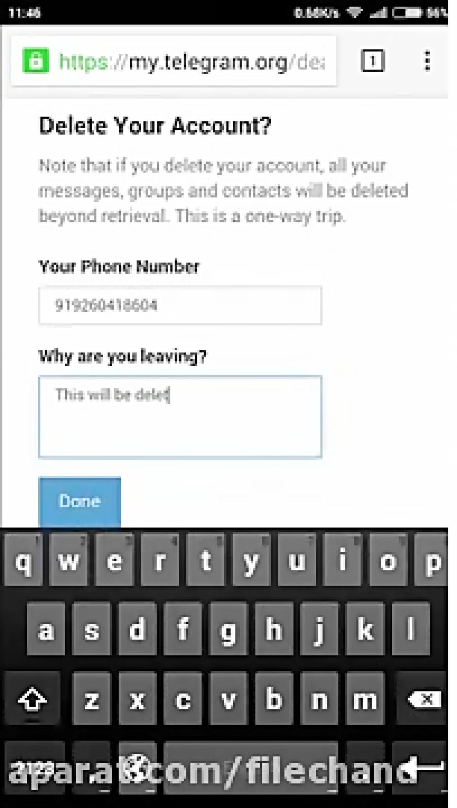 نحوه حذف اکانت Delete Account Telegram