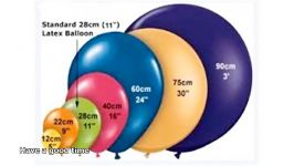 اندازه استاندارد بادکنک لاتکسی موجود در بازار بادکنک