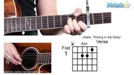 How to Play Rolling in the Deep by Adele on Guitar Whole Lesson