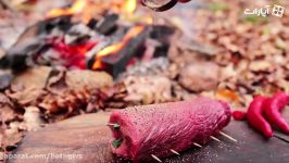 آشپزی در جنگل  رول گوشت گاو