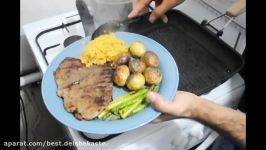 How To Make Steak And Asparagus  آموزش درست کردن استیک مارچوبه