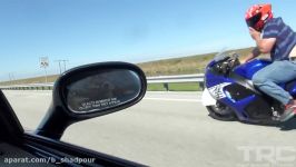 Suzuki Hayabusa vs Turbo LSX RX7 on the highway  Tire Shredding Street Race