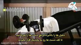 آموزش حرکت بدنسازی فلای زیرسینه دمبل