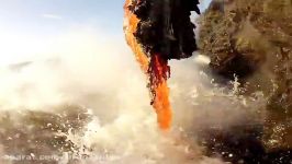 Rare up close footage of Lava entering the ocean.