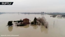 AERIAL Heavy floods hit northwest Italy hundreds evacuated