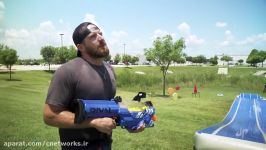 Nerf Slip and Slide Battle  Dude Perfect