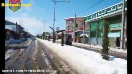 کلیپی زیبا تصاویر بارش برف در سطح شهر خشکبیجار گیلان