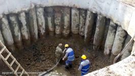 Shaft construction with concrete pile method shotcrete