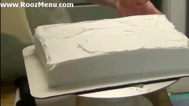 روزمنو  آموزش تزئین کیک تخت چهارضلعی