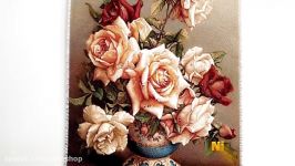 تابلو فرش گل گلدان گل رز
