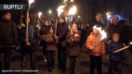 Torchlight procession honoring nationalist leader Stepan Bandera in Ukraine