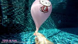 Hello Kitty Balloon Popping exploding in slow motion underwater. Hello Kitty balonu patlıyor