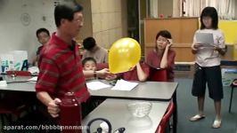 Liquid nitrogen shrinking a helium filled balloon