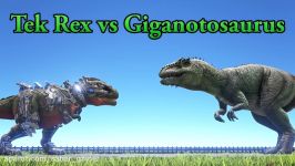 Tek Rex vs Giganotosaurus  ARK Survival Evolved  Cantex