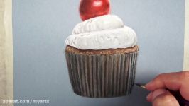 How to Draw with Colored Pencils and Neocolor II  Realistic Cupcake